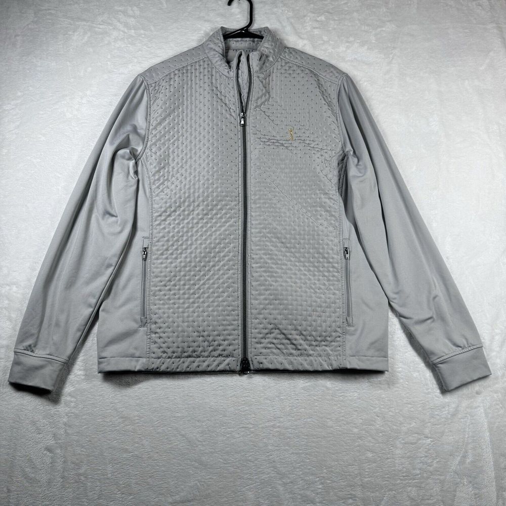 PGA Tour Golf‎ Texture Fall Jacket Quiet Shade Gray Medium Quarter Zip Collar